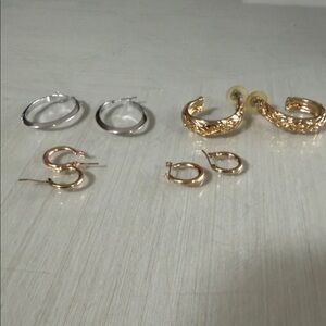 Elegant Gold and Silver Hoop Earrings Set